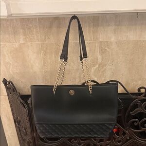 Anne Klein Elegant Black Quilted Tote Bag